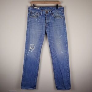 Abercrombie & Fitch Horton Classic Straight Button Fly Distressed Jeans 30x32